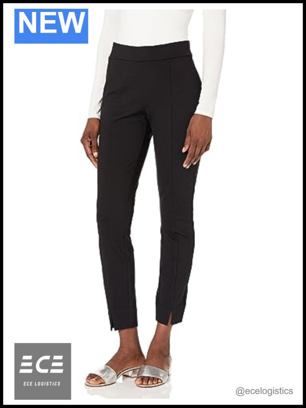 NYDJ Ponte Legging with Front Slit Mid Rise Skinny Ankle Casual